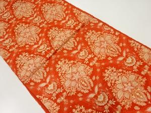 アンティーク　花更紗模様織出し袋帯（着用可）